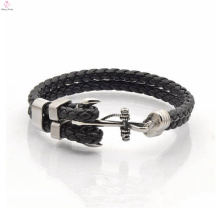 Statement leather bracelet braided 2018 anchor charms for bangle bracelet